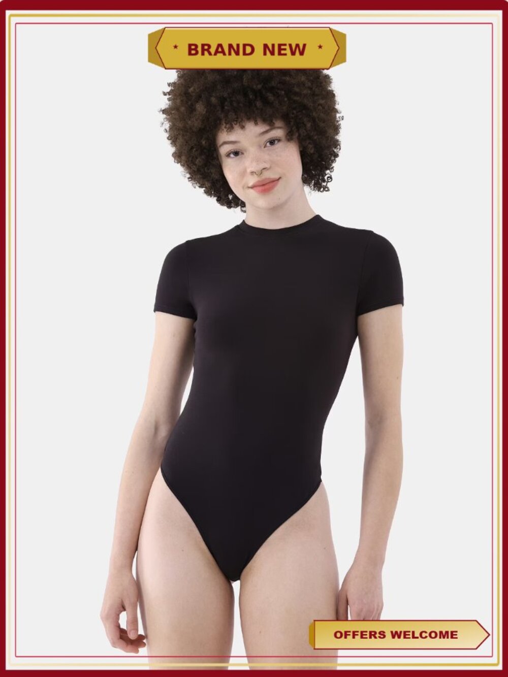 Women's Cotton Stretch Jersey Bodysuit T-Shirt